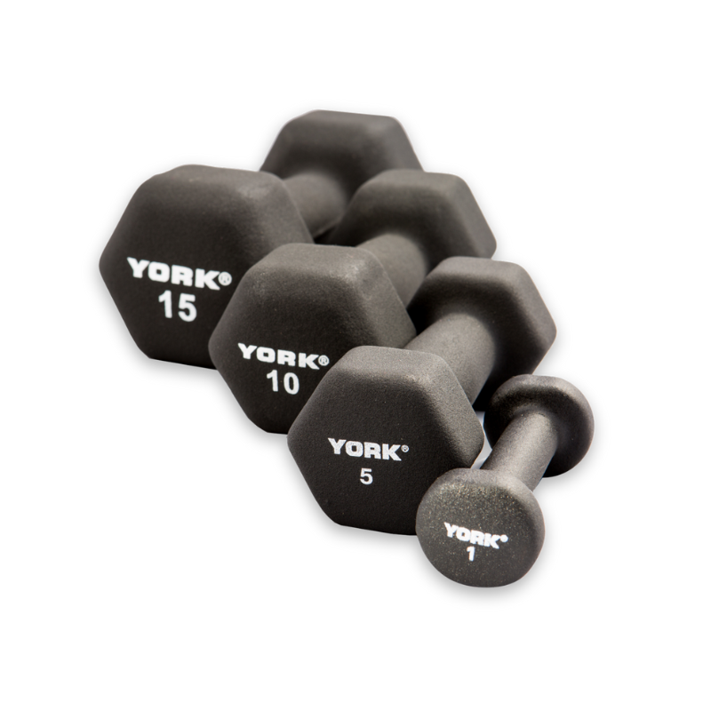 YORK Neoprene Hexagon Dumbbells, Sold Individually – Epic Fitness
