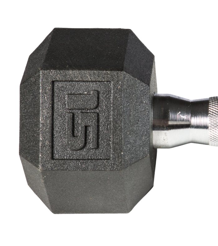 PVC Coated Dumbbell Heads. Premium coating that is odorless, doesn't leave marks on floors, and is perfect for at home gyms, home workouts, small spaces.