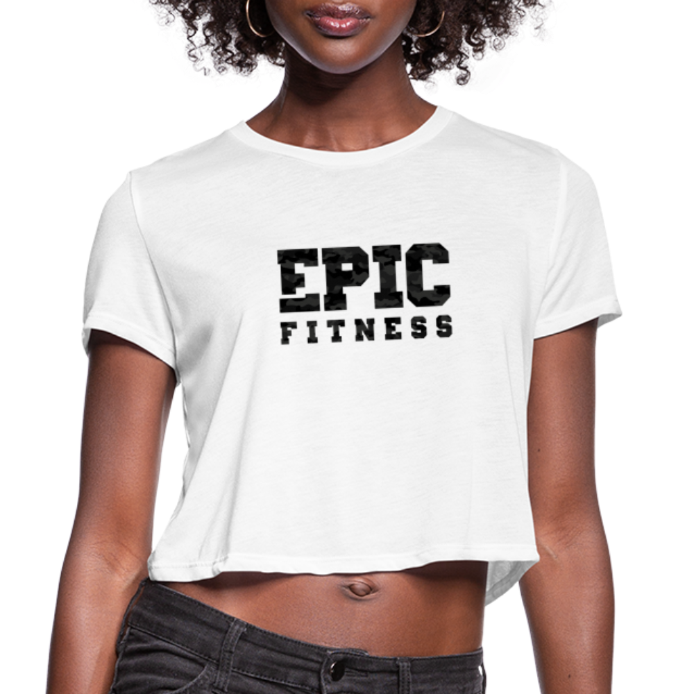 Epic Fitness Cloak Black-Out Cropped Tee - white