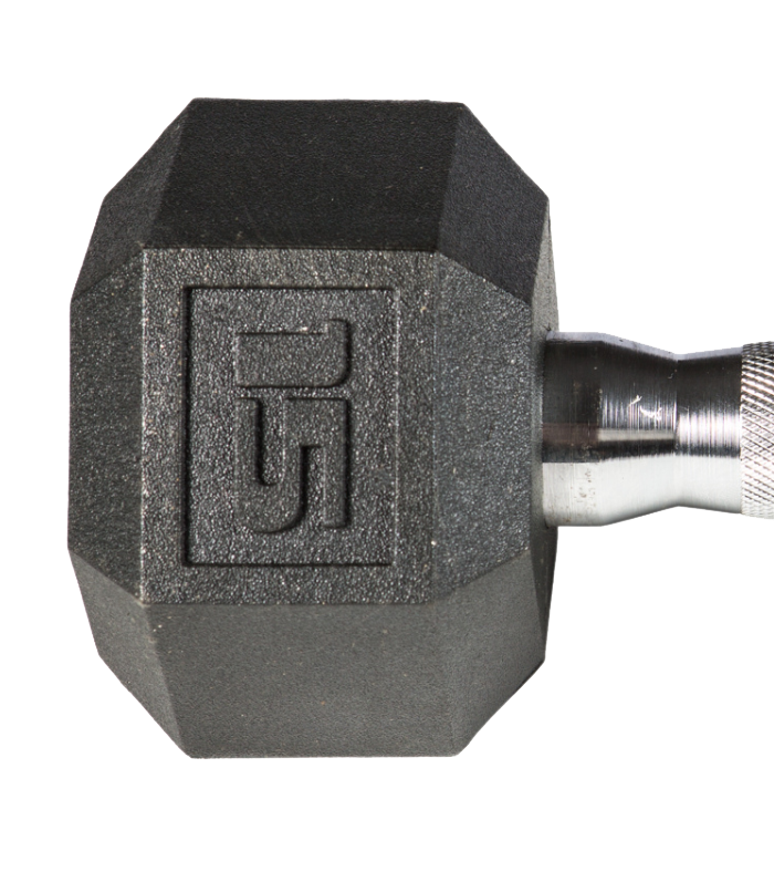 PVC Coated Dumbbell Heads. Premium coating that is odorless, doesn't leave marks on floors, and is perfect for at home gyms, home workouts, small spaces. 