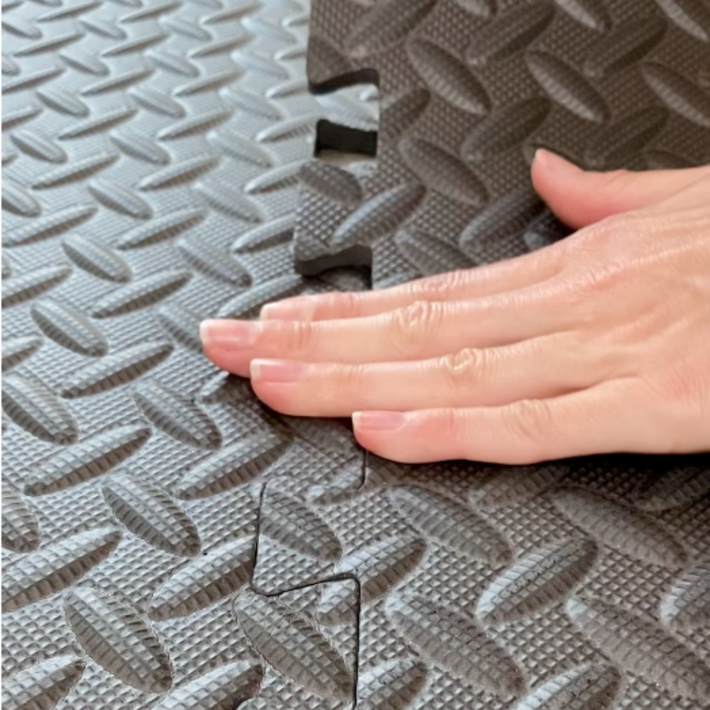 Basics Interlocking Foam Floor Mat Tiles for Home Gym Exercise, 24.7  x 24.7 x .5 Inches, Black - Pack of 6