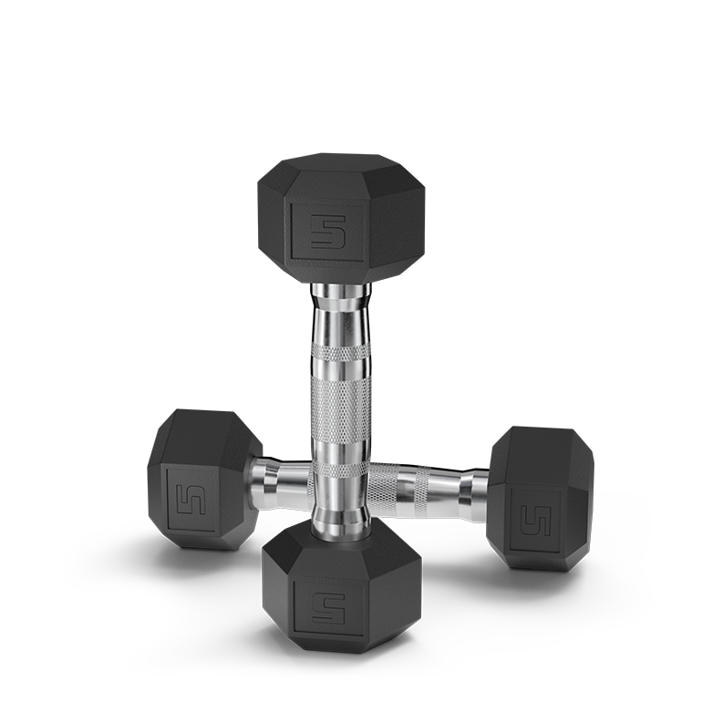 Pair of Black Coated Hex Dumbbells