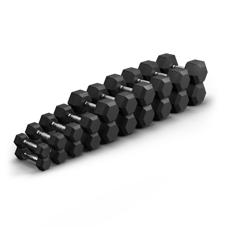 Complete 5-50LB 10 Pair Dumbbell Set with 3-Tier Horizontal Dumbbell Rack