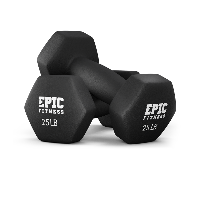 Black Neoprene Coated Hex Dumbbell Pairs Epic Fitness