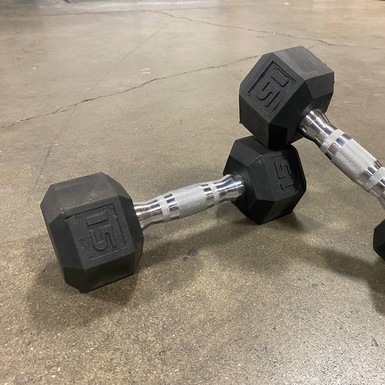 Pair of Black Coated Hex Dumbbells Scratch and Dent Final Sale