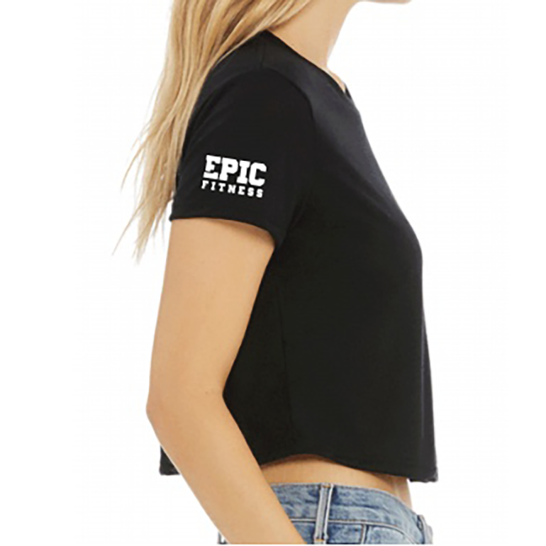 Epic Fitness Black Cropped Flowy Tee