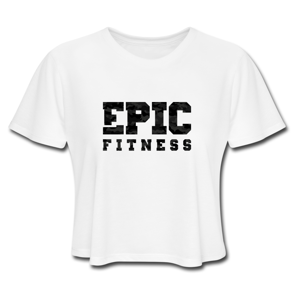 Epic Fitness Cloak Black-Out Cropped Tee - white